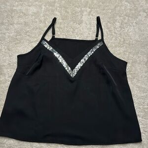 Size S, sequin top